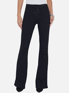 L'AGENCE Women's Black Charis High-Rise Lace-up Pant Size 24